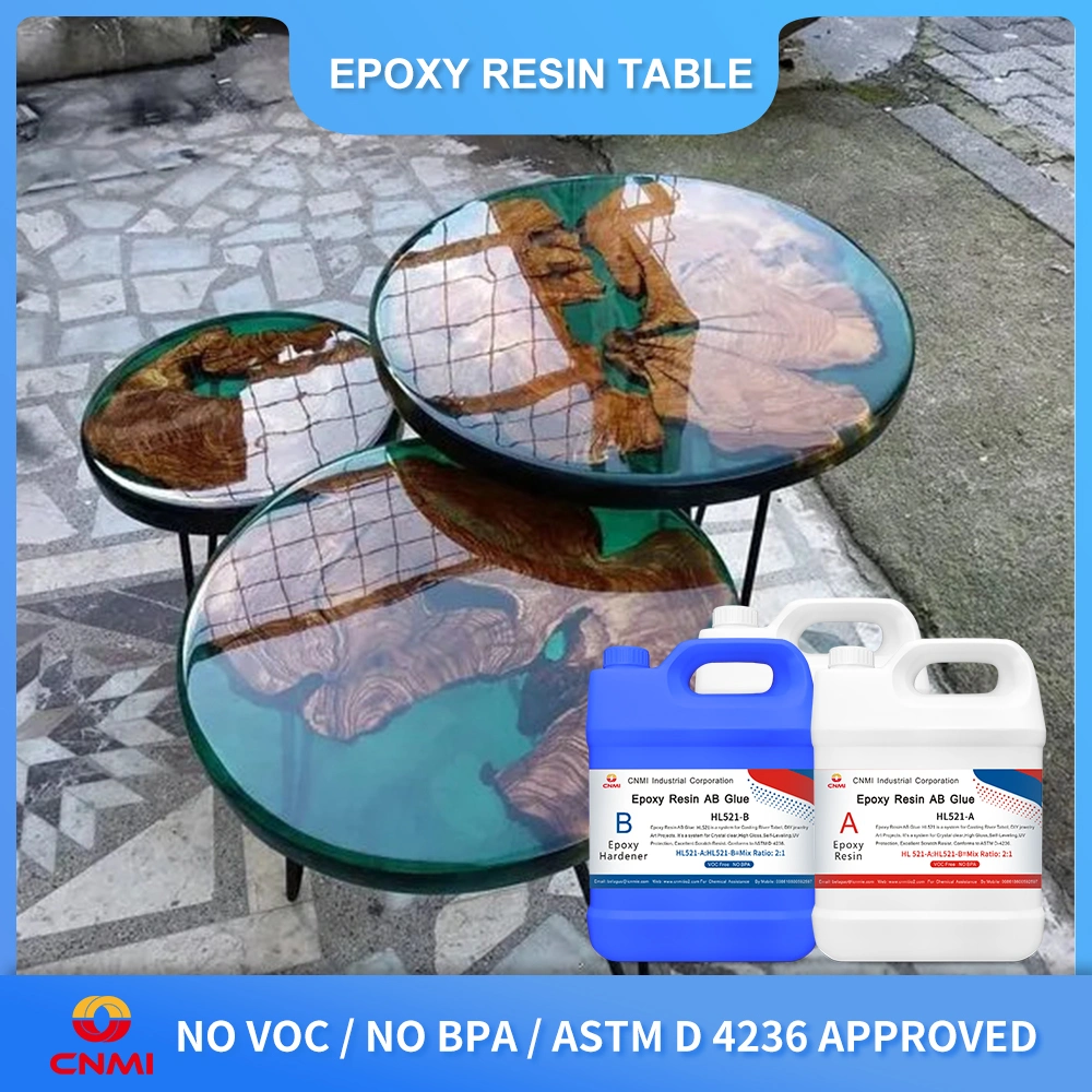 CNMI 2 Parts Clear Liquid Epoxy Resin for Deep Pouring River Table Resin AB Glue Pure Epoxy Clear Crystal